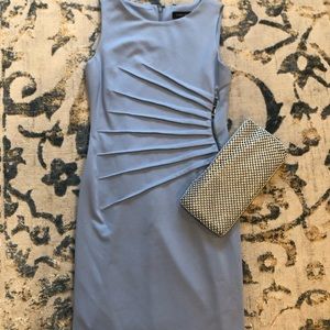 Light blue pleated zipper accent dress